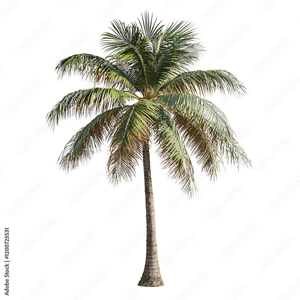 Obraz premium Lush Green Palm Tree Isolated on White Background for Nature Themes