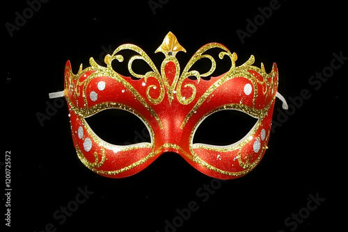 Elegant Red and Gold Mask w...