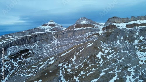 A breathtaking aerial view of Punta de la Espata with Collarada in the Pyrenees, Spain photo