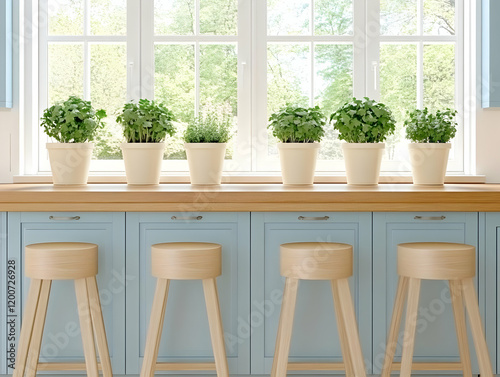 Modern Kitchen with Potted ...