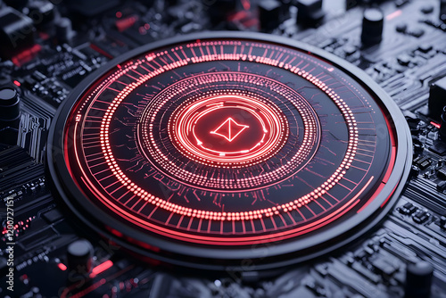 Futuristic Red Glowing Disc...