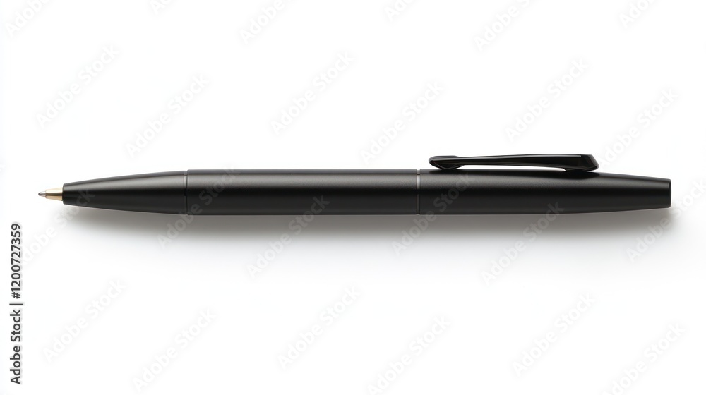 Sleek Black Pen on White Background: Minimalist Product Photography Sleek Black Pen on White Background: Minimalist Product Photography