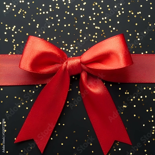 Red Ribbon Bow Tied on Blac...