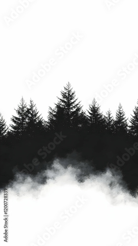 Dark Forest Silhouette with...