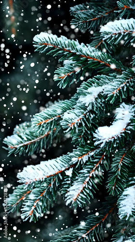 Snow-Dusted Pine Branches C...