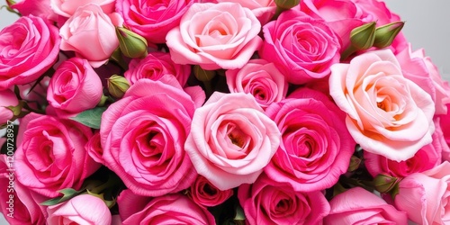 Fresh bunch of pink peonies and roses with plenty of copy space, copy space, bouquet
