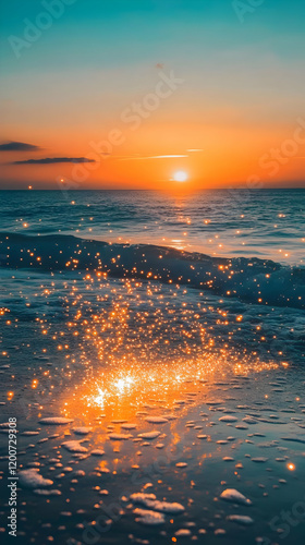 Sparkling Ocean Waves Refle...