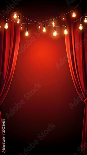 Red Stage Curtains Frame a ...