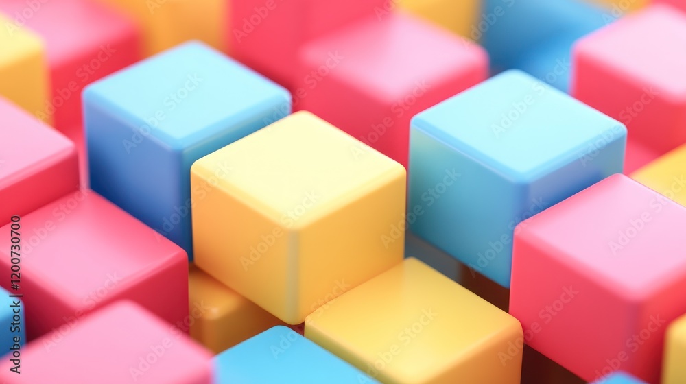 Colorful Cubes Abstract Background: A vibrant 3D rendering of pastel-colored blocks interlocked, creating a visually appealing texture. Perfect for modern design projects or presentations. Colorful Cubes Abstract Background: A vibrant 3D rendering of pastel-colored blocks interlocked, creating a visually appealing texture. Perfect for modern design projects or presentations.