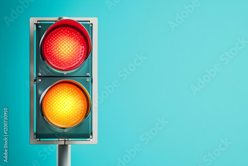 Traffic Light Shows Red and...