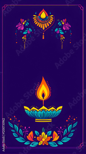 Vibrant Diya Illustration I...