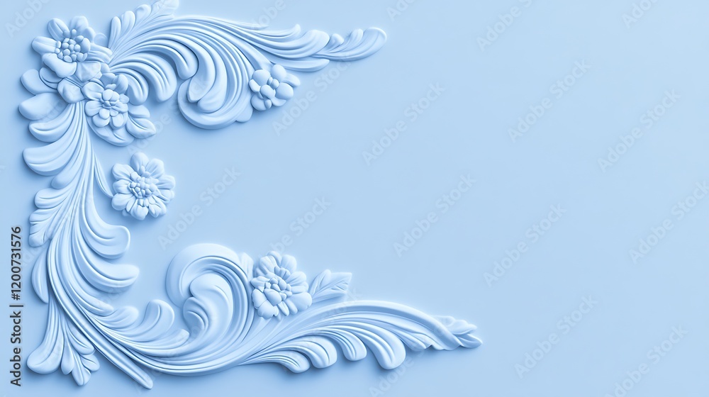 Elegant Blue Floral Corner Ornament Design Elegant Blue Floral Corner Ornament Design