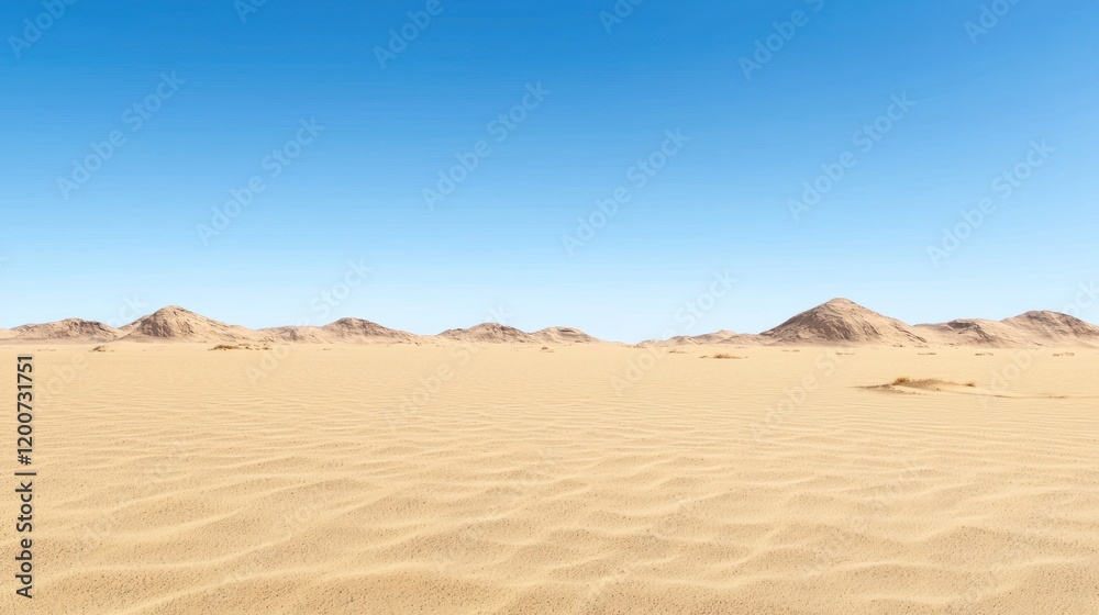 Fototapeta premium Vast Desert Landscape Under Clear Blue Sky