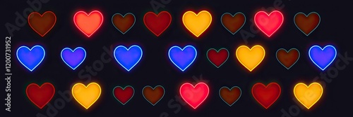 These colorful heart stickers feature a clean white outline, ideal for embellishments on cards, gifts, or decorations during Valentine's Day and celebrations of love