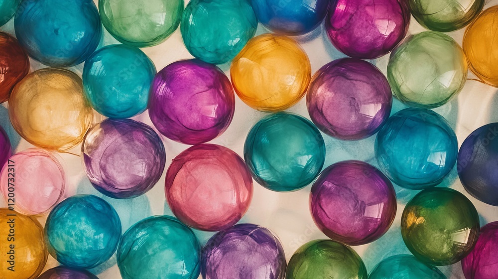 Colorful Glass Marbles on White Background Closeup Colorful Glass Marbles on White Background Closeup