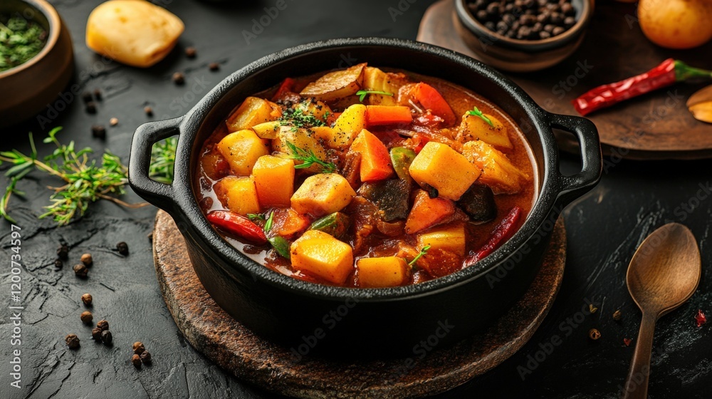 Japanese curry on a cooking pot Japanese curry on a cooking pot