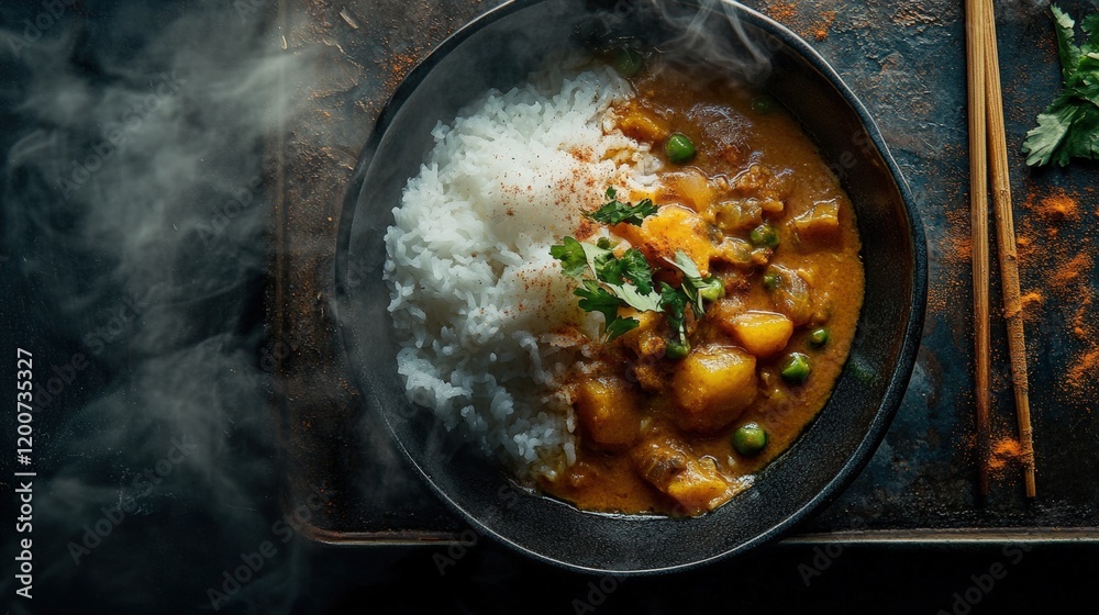 Top view of Hot japanese curry on a bowl Top view of Hot japanese curry on a bowl