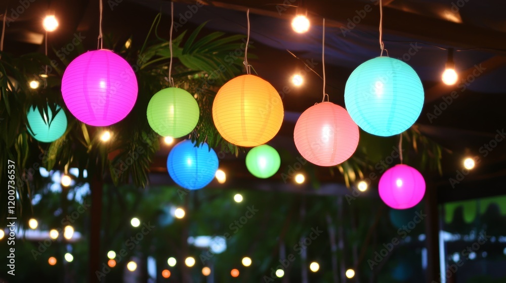 Colorful Paper Lanterns Illuminate Festive Night Gathering (1)
