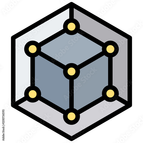 3D Modeling Outline Color Icon