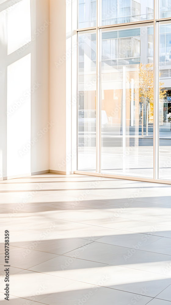 Fototapeta premium Bright and airy storefront with soft light illuminating spacious interior