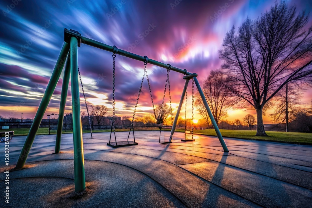 Lockdown's long shadow falls on an empty playground; a poignant coronavirus long-exposure photograph. Lockdown's long shadow falls on an empty playground; a poignant coronavirus long-exposure photograph.