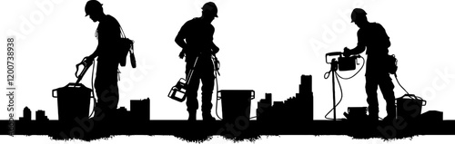 construction workers silhouette