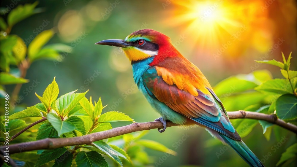 Fototapeta premium Long exposure reveals a vibrant bird's ethereal presence amidst a tranquil nature scene.