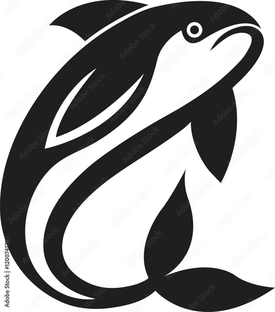 Fototapeta premium Stylized Fish Logo Highlighting Grace and Motion