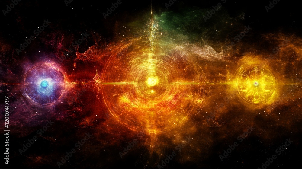 Fototapeta premium Cosmic Energy Nexus Celestial Convergence and Galactic Alignment