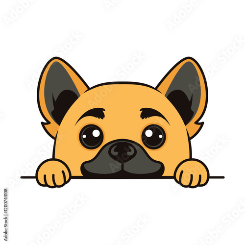 Adorable Brown Dog Puppy Animal Cartoon Character Peeking Hiding Feeling Afraid