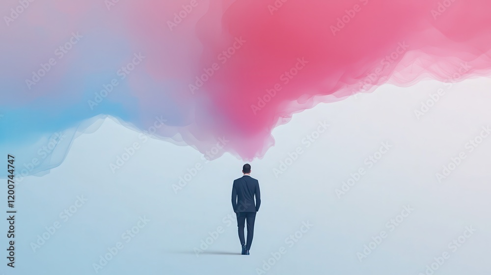 Fluid Representation of Entrepreneurial Spirit with Vibrant Colors and Human Silhouette Fluid Representation of Entrepreneurial Spirit with Vibrant Colors and Human Silhouette