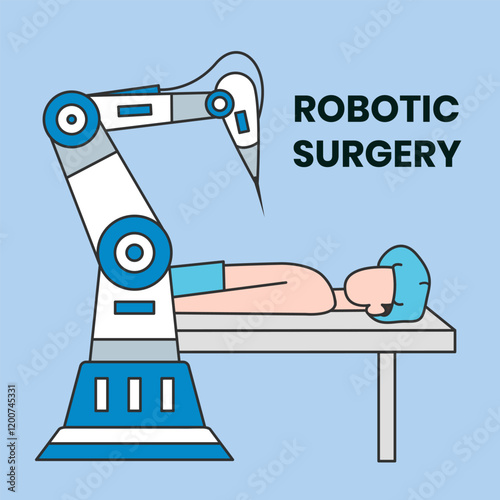 Robotic surgery tool technology illustration. Set of outline vector collection icon of robot assisted surgery equipment collection.