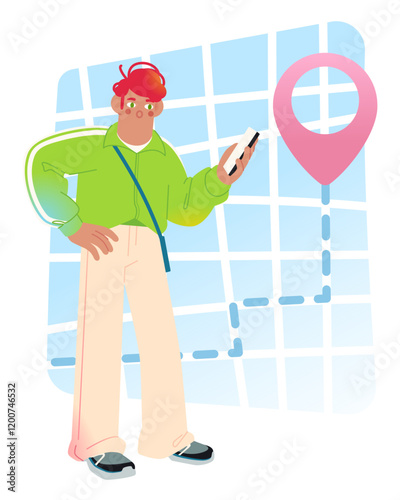 Man using a navigation app