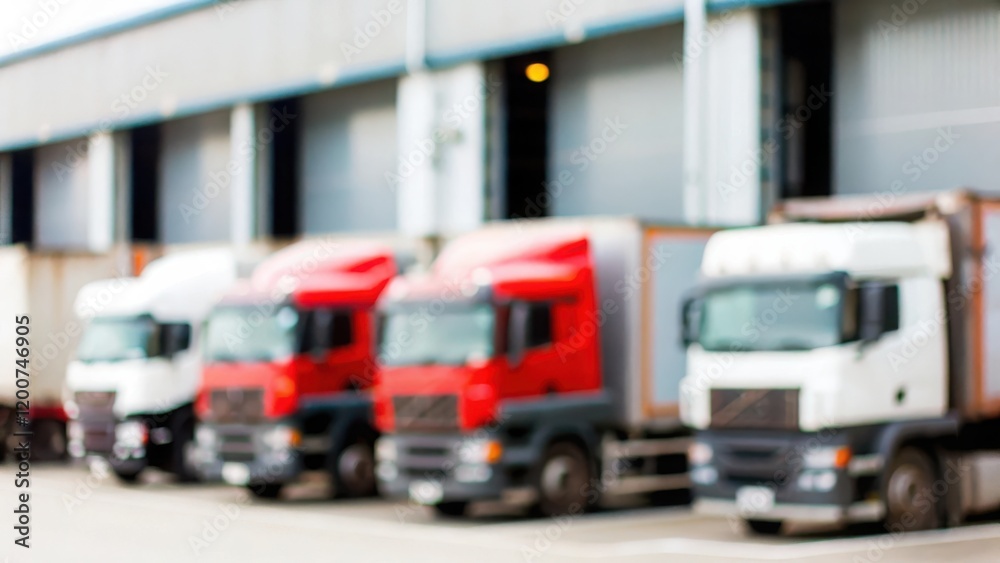 Warehouse Truck Fleet: A soft-focus shot of multiple trucks outside a factory.
Warehouse Truck Fleet: A soft-focus shot of multiple trucks outside a factory.