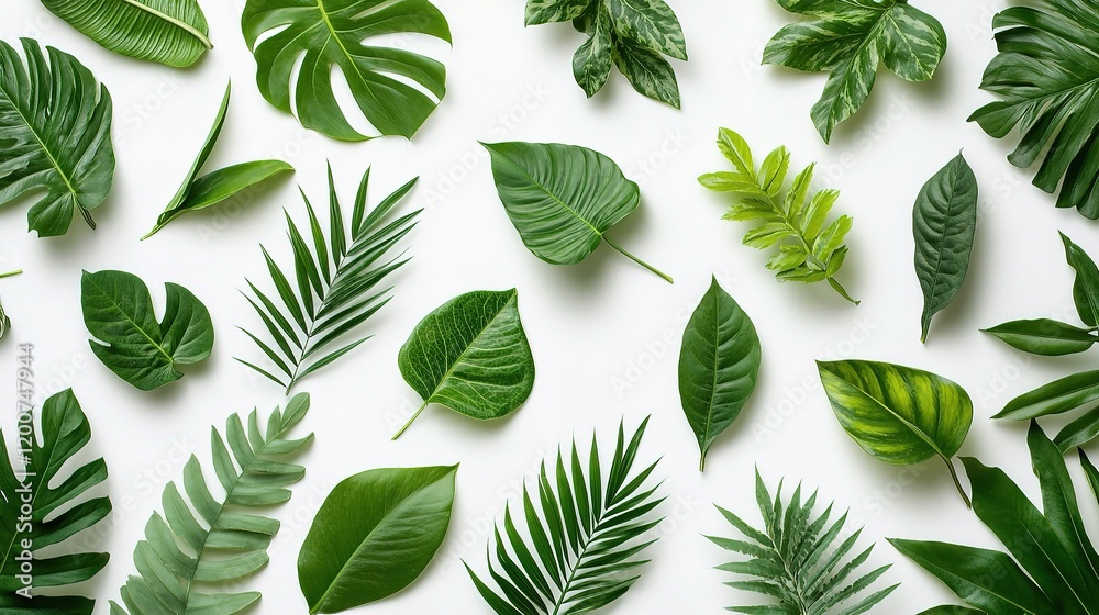 Seamless Pattern Featuring Various Natural Leaves and Greenery Seamless Pattern Featuring Various Natural Leaves and Greenery