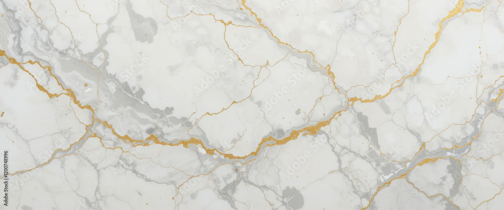 Naklejka premium Elegant marble surface with gold veining and grey accents.