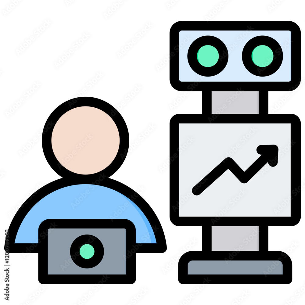 Fototapeta premium Robotic Development Outline Color Icon