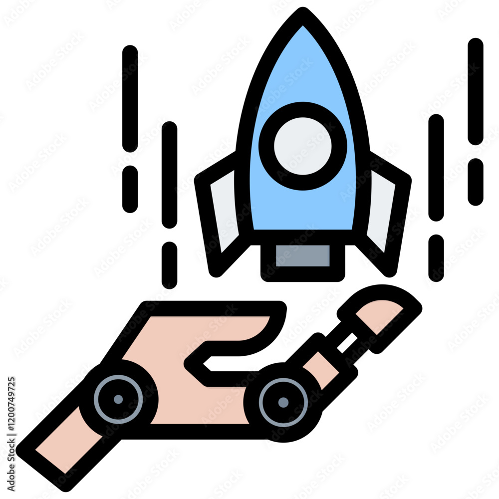 Robotic Startup Outline Color Icon Robotic Startup Outline Color Icon