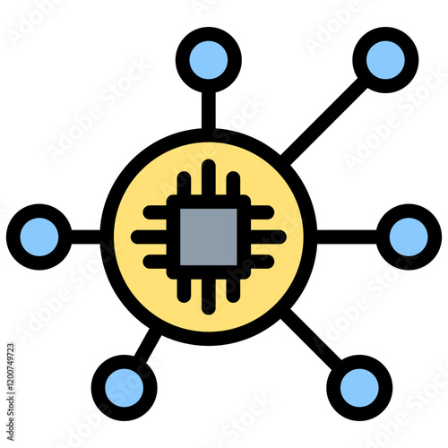 Robotic Networking Outline Color Icon
