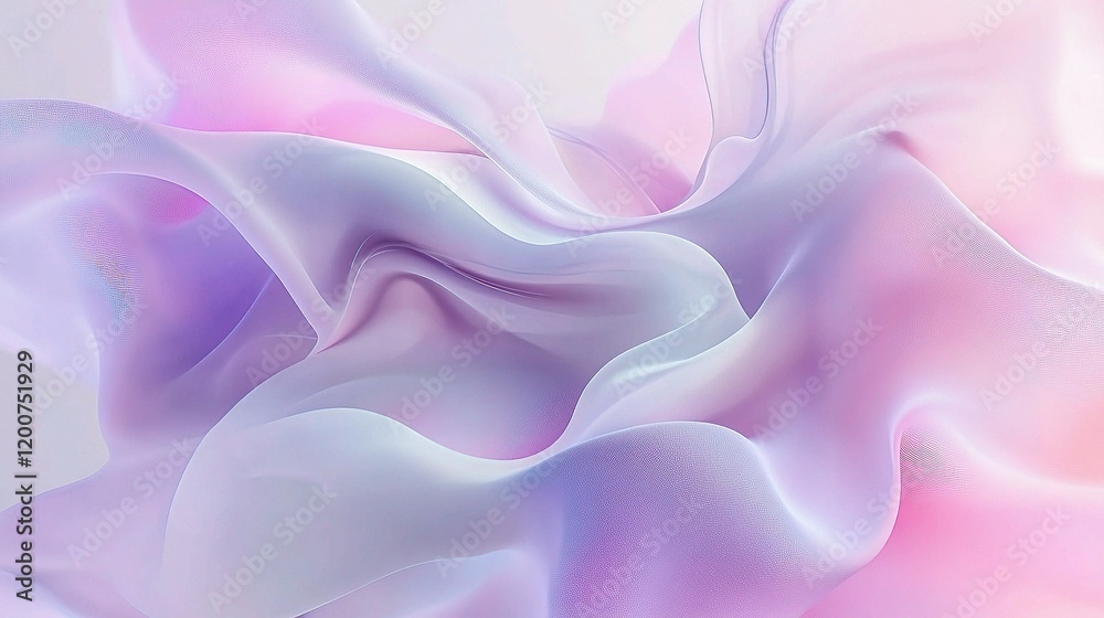 Fototapeta premium Pastel Dream: Abstract swirls of pastel pink, purple, and blue create a dreamy, ethereal image. The soft, flowing forms evoke a sense of serenity and calm.