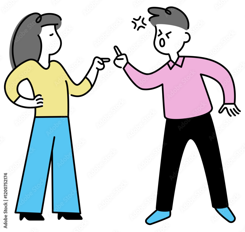 Arguing man and woman, quarreling couple Arguing man and woman, quarreling couple