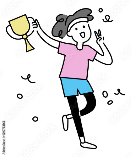 Young female athlete celebrating her victory
