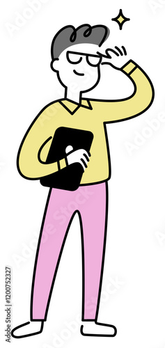 Successful man with glasses and a tablet