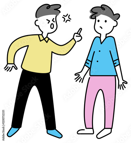 Two guys fighting, arguing, or quarreling