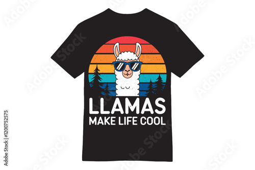 Llamas Make Life Cool - Sunset Silhouette T-Shirt