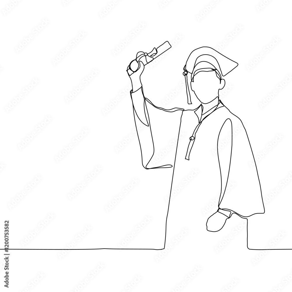 One continuous single drawing line art doodle college, graduation, person, young, student, university, academic. Isolated flat illustration hand draw contour vector illustration. One continuous single drawing line art doodle college, graduation, person, young, student, university, academic. Isolated flat illustration hand draw contour vector illustration.