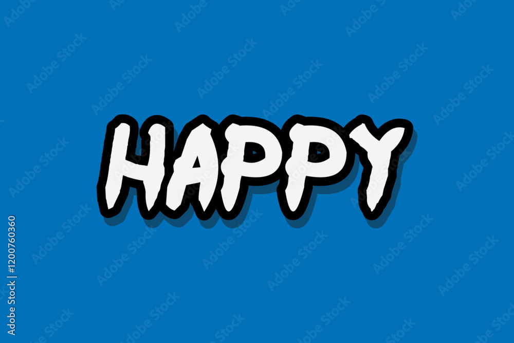 Fototapeta premium Happy Typography Blue Graphic Design Crafts