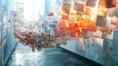 A symbolic bridge made of ballots, connecting diverse communities through the act of voting