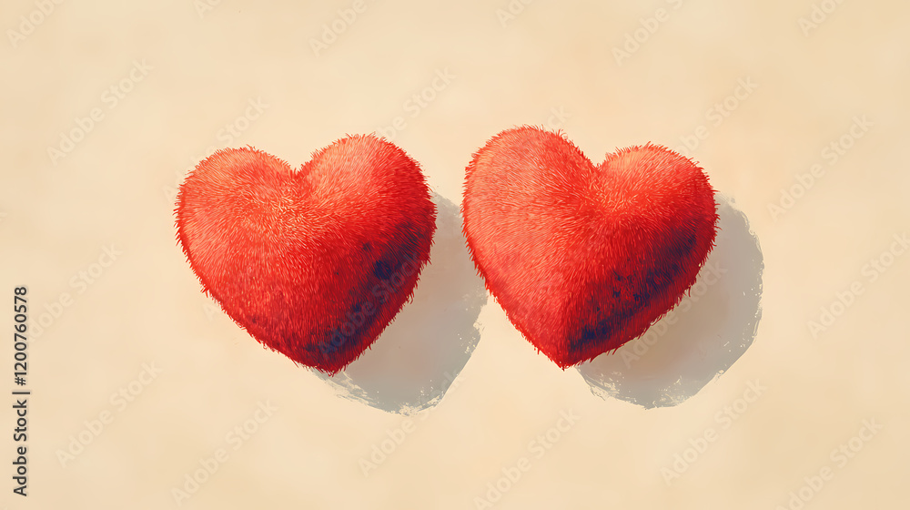 Fototapeta premium Soft and warm red hearts