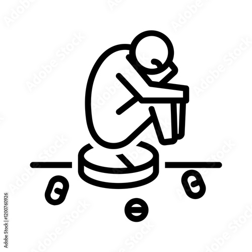 Vector black line icon for Addiction